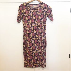 Lularoe Julia Yellow Pink Purple Short sleeve Dress